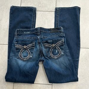 Big Star Blue Boot Cut Jeans with Vintage Fading